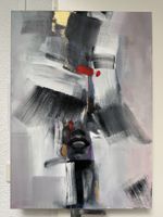 Original Ölgemälde «Roter Impuls» – abstrakt, 50 × 60 cm