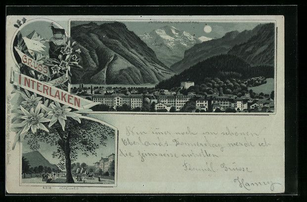 Ansichtskarten: Litho Interlaken, Höhenweg, Ortsansicht – Gebraucht aus Berlin von bartko-reher