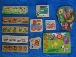 11 Puzzles HOLZ, 4-9teilig, ab 2jährig. Preis für alle