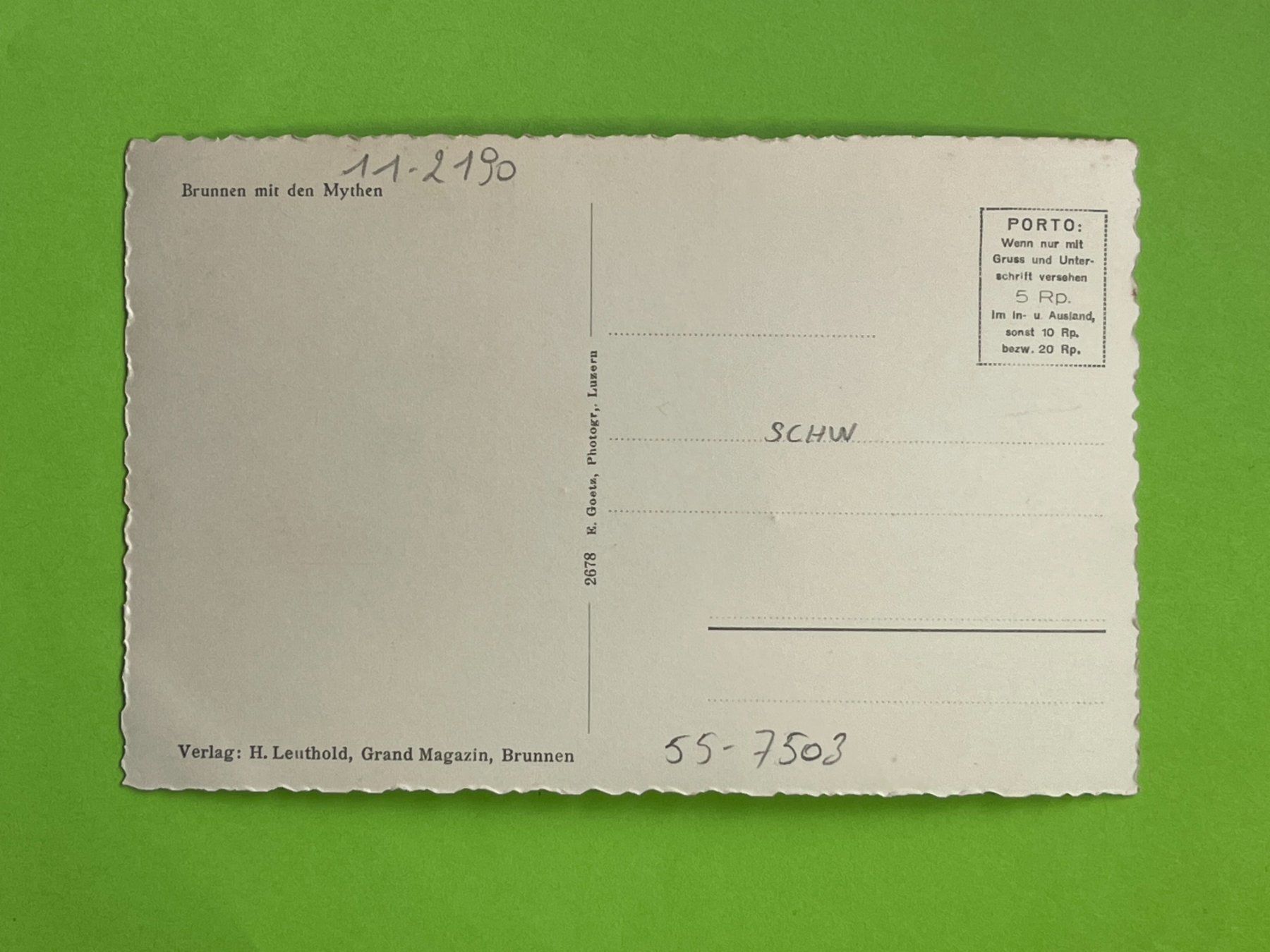 Cartoline postali: Brunnen mit den Mythen – Usato da Steg VS venduto da danwer74 1