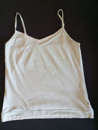 Sommerliches Träger Top in Hellblau Weiss, Grösse M