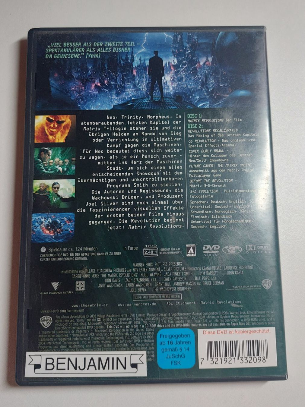 Tutti i DVDs: The Matrix Revolutions DVD – Usato da Erlinsbach venduto da pfunky 1