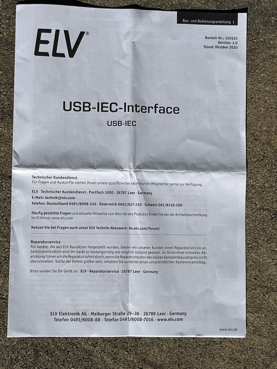 Componenti elettronici: USB-IEC von ELV, optisches Auslesegerät – Nuovo (secondo la descrizione) da Brugg AG venduto da Pedro4