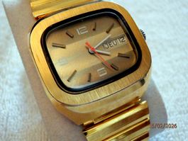 Maty, Vintage, Uhr und Stahlarmband vergoldet, 36 x 39mm,