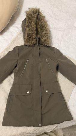 Vero Moda Parka Khaki XS Faux Fur Hood Lined Winter Jacket