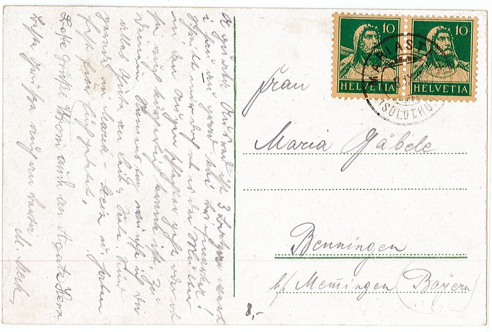 Cartoline postali: SO 107 MARIASTEIN Schwalbe mit Vers 1923 – Usato da Fribourg venduto da philafri 1