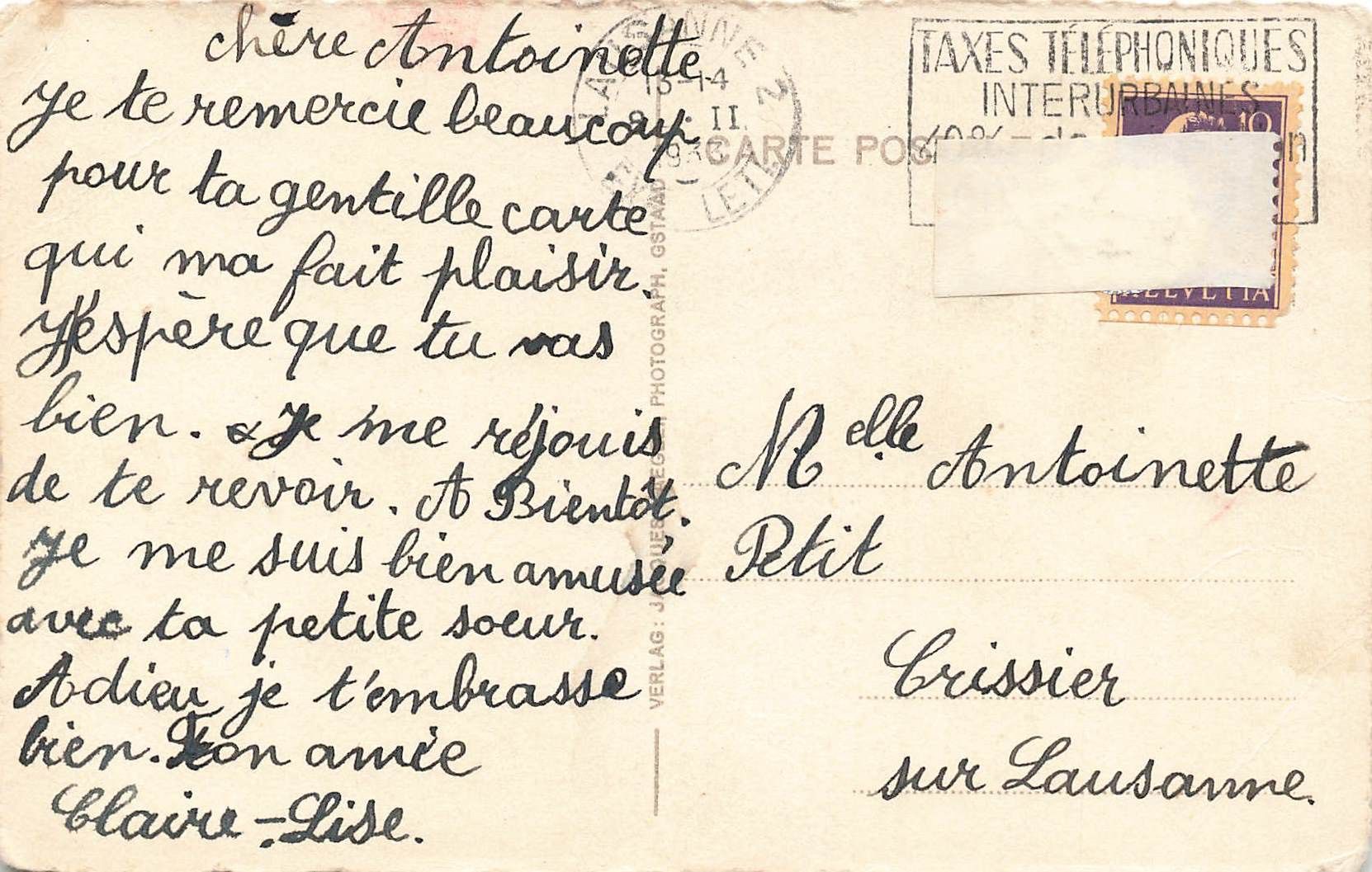 Cartoline postali: Gstaad – Usato da Biasca venduto da Blenio71 1