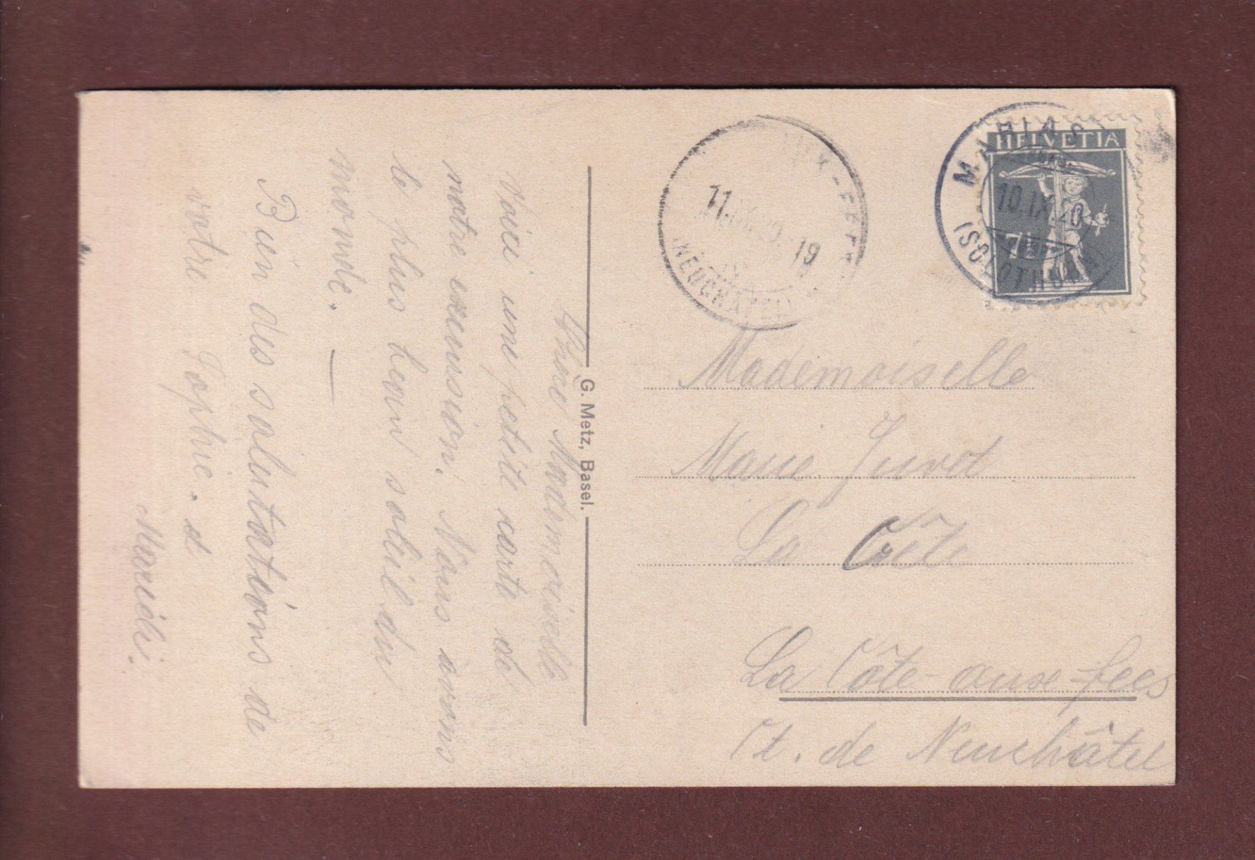 Cartoline postali: SCHLOSS BURG - 1920 – Usato da Pully venduto da nicecards 1
