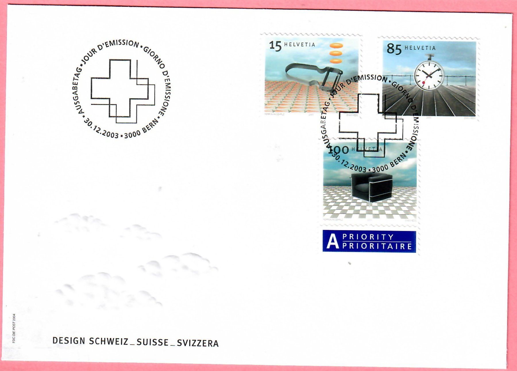 Tutti i francobolli: 2003, FDC Design Schweiz, Zst.Nrn. 1107 - 1109 – Usato da Adliswil venduto da Micoculier