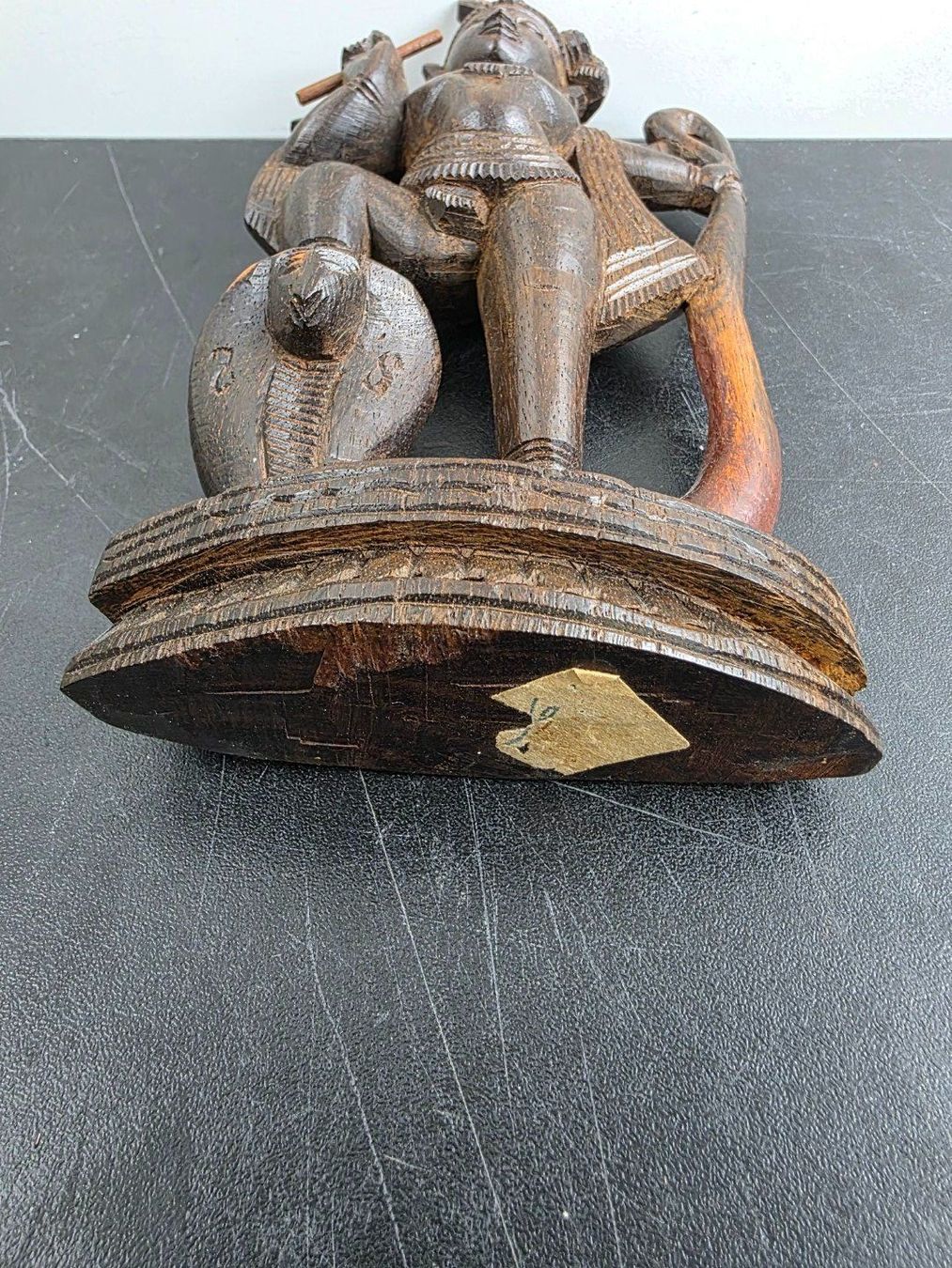 Statuette: Handgeschnitzte Holzfigur – Krishna mit Flöte – Usato da Flums venduto da Flumsantik 5