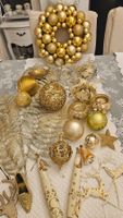 Weihnachtsdeko Set Goldfarben Kugeln Stern Kranz Windlicht