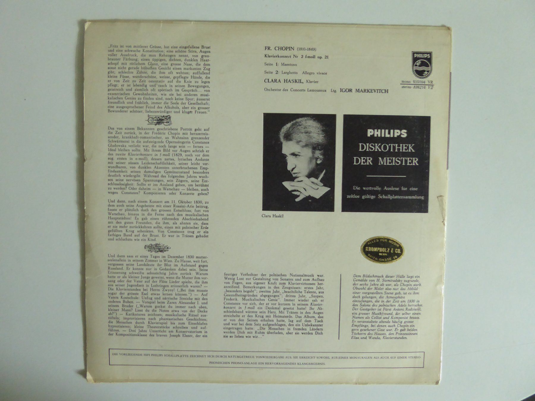 Dischi in vinile: Chopin Klavierkonzert Nr. 2 – Usato da Zürich venduto da Chaeffeler 1