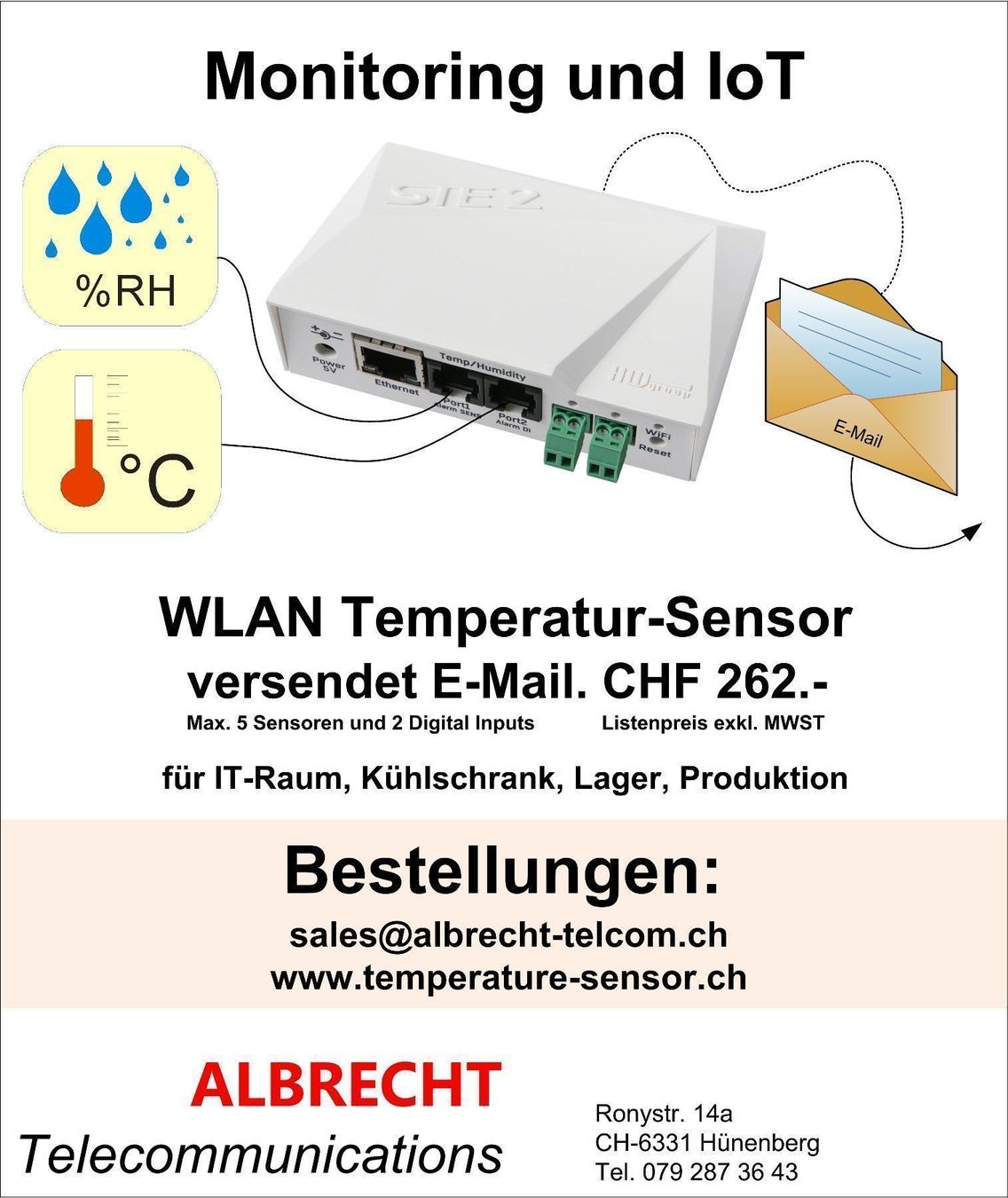 Altro per la casa: WLAN-Temperatursensor / IoT-Überwachung – Nuovo e nell'imballaggio originale da Kappel am Albis venduto da Green-Forrest