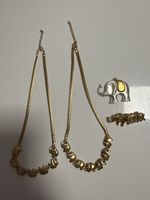 4-teiliges Elefanten Schmuck-Set Vintage –Ketten-Brosche-Anh