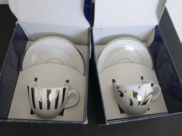 2 tasses à espresso KAHLA - porcelaine -  décor or - neuves