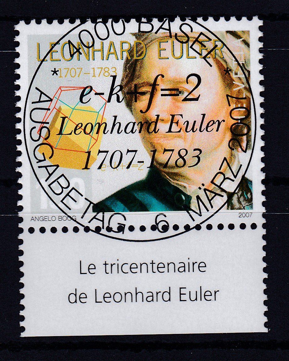 Tutti i francobolli: 2007, 300.GEBURTSTAG VON LEONARD EULER, ET-VOLLSTEMPEL – Usato da Oberrieden venduto da Gebirgsstelze