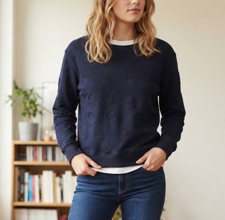 Sweat-pull sandro bleu nuit femme r à pois en relief  M