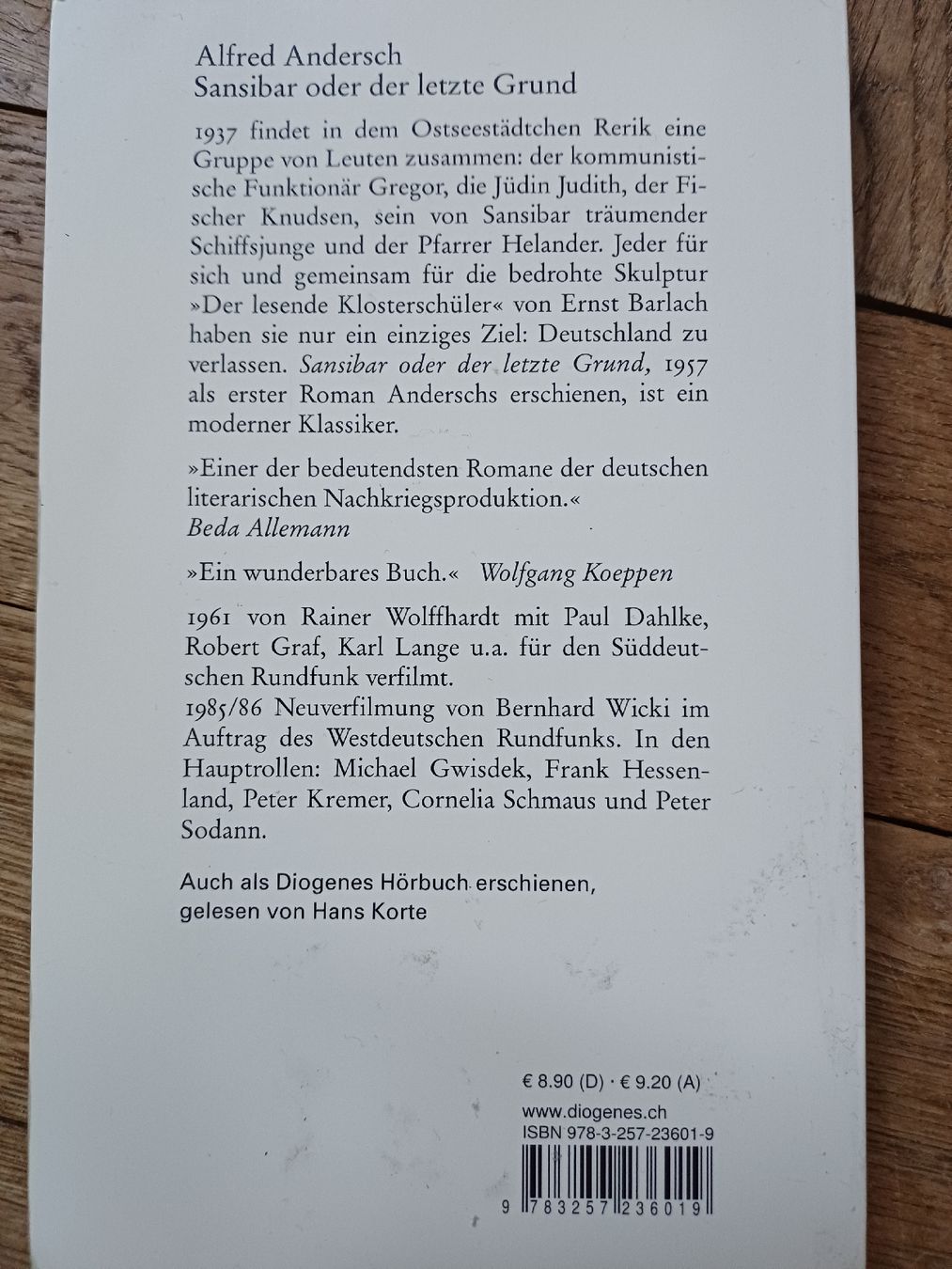 Livres: Alfred Andersch Sansibar oder der letzte Grund Roman – D'occasion à Bern par rikivip 1