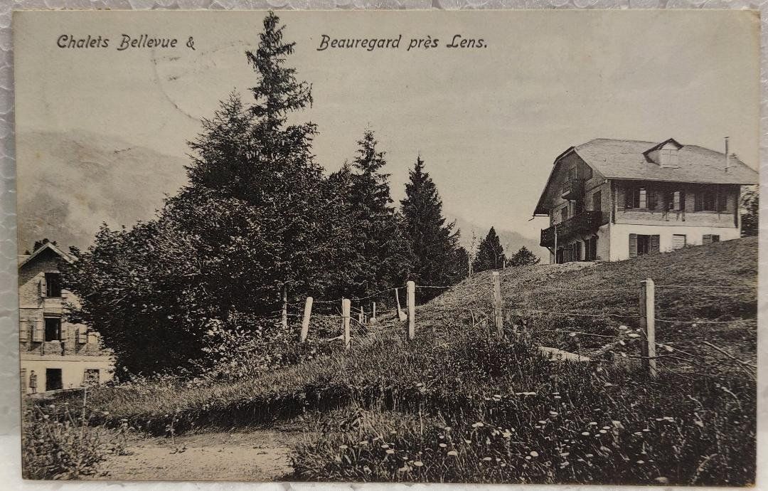 Ansichtskarten: LENS  -  Beauregard  -  Chalets Bellevue - 1908 – Gebraucht aus Delémont von