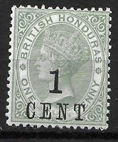 Brit. Honduras 1891: Victoria 1 Cent auf 1 Penny grün