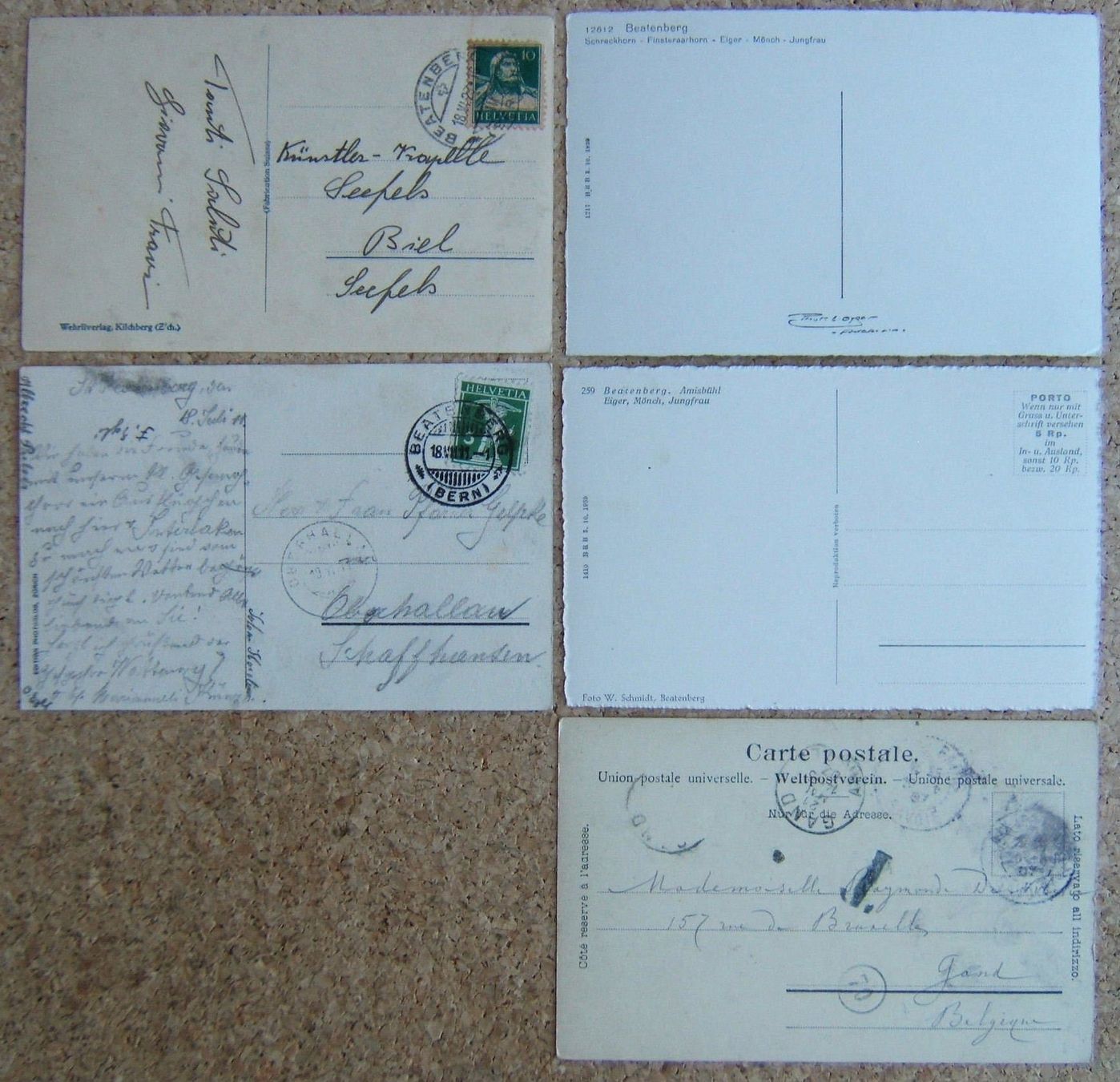 Cartoline postali: 5 AK BEATENBERG, HOTEL POST, THUNERSEE, NIESEN – Usato da Brunnen venduto da Nonne04 1