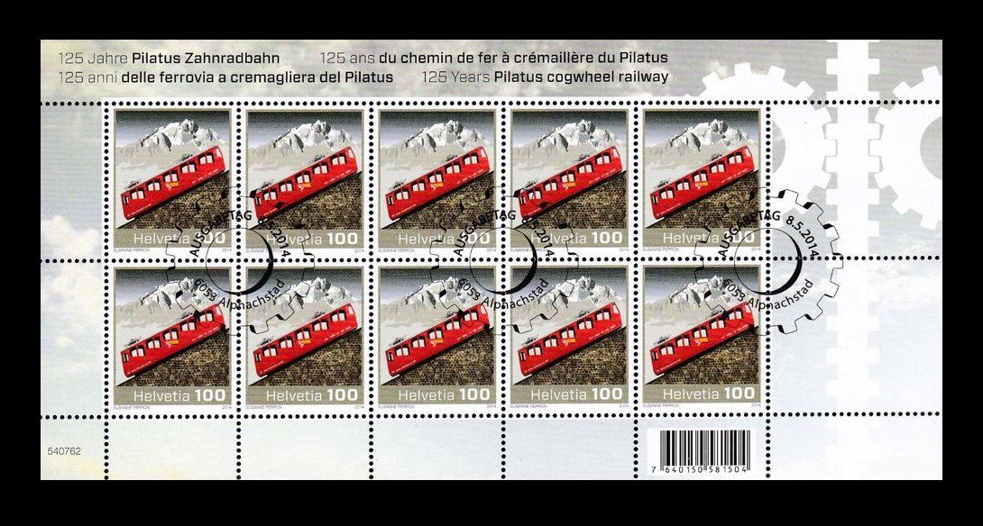 Tutti i francobolli: 2014 Kleinbogen "Pilatus Bahn" Nr.1508 mit ET-ʘ – Nuovo (secondo la descrizione) da Nuglar venduto da Stamp88