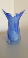 Weiss/blau melierte Glasvase H 21cm
