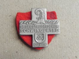 Abzeichen Brosche Schwingfest Schwingen Basel Riehen BS 1950