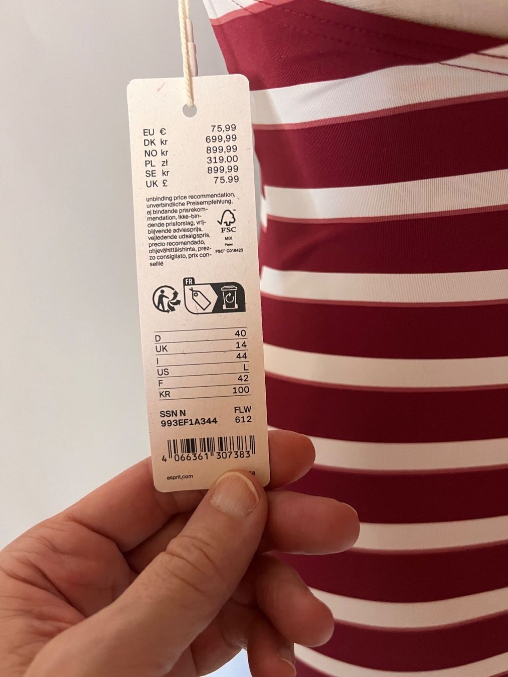 Esprit Costumi da bagno & Bikini: ESPRIT, Badekleid, Grösse 40, Farbe Rot/Weiss – Nuovo e nell'imballaggio originale da Rudolfstetten venduto da gst_g7xl 4
