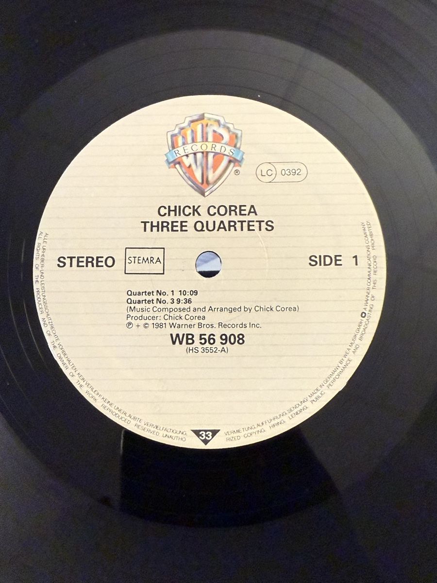 Dischi in vinile: Chick Corea - Three Quartets / DE 1981 – Usato da Delémont venduto da Studio_du_soleil 2