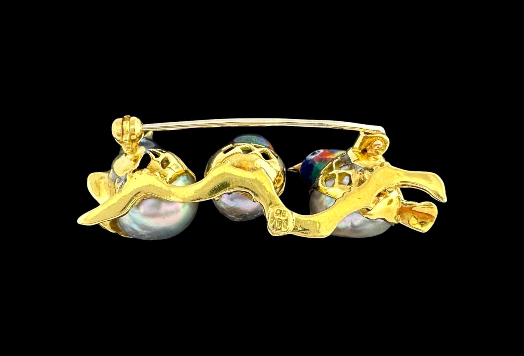 Bucherer Spille & Fermagli: BUCHERER, entzückende Tahitiperlen - Emaille - Brosche – Usato da Zuzwil SG venduto da artimmo 4