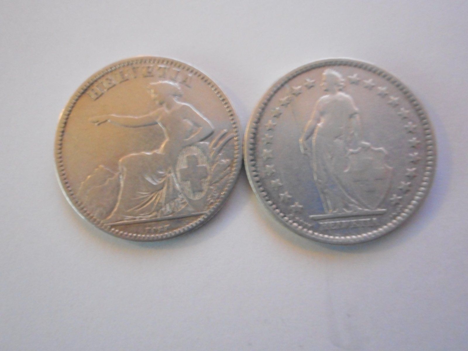 Tutti le monete: 2 x 2 Fr. silber  1860+1901 uralt – Usato da Kriegstetten venduto da pizlad2010 2
