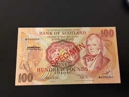 Bank of Scotland £100 Specimen Banknote (1992) BYB ref: SC17