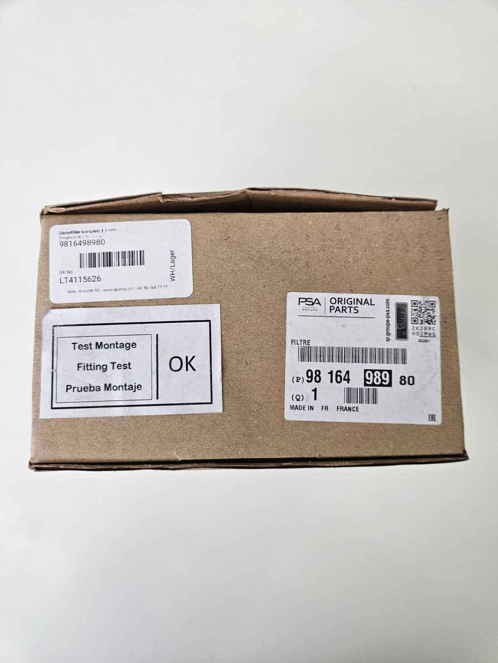 Citroën Alle Autoersatzteile: Dieselfilter Citroen 9816498980 – Neu und originalverpackt aus Küssnacht am Rigi von Garage-Tobler 2