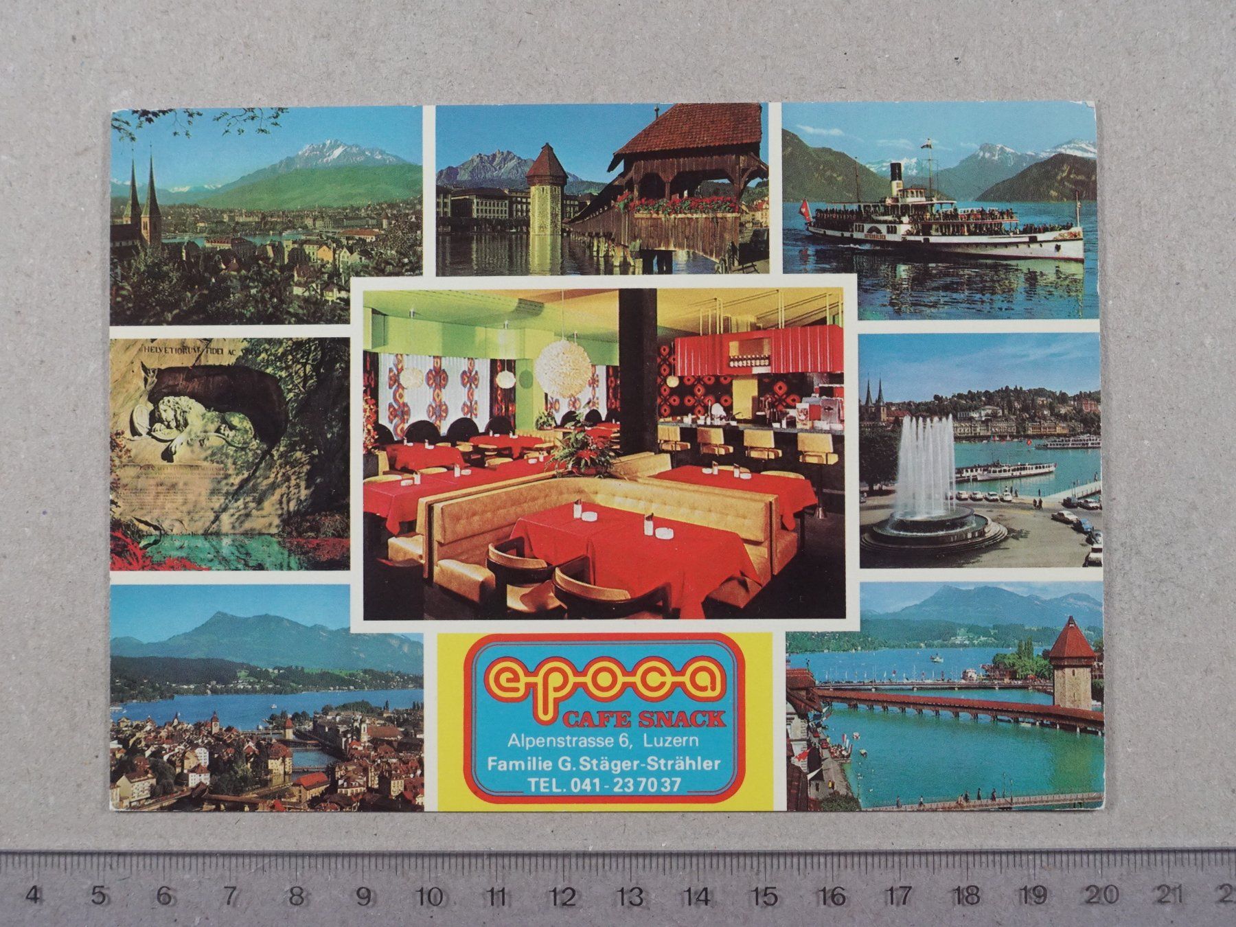 Cartoline postali: Luzern, Cafe Snack EPOCA, 1982 – Usato da Lenzburg venduto da fh1