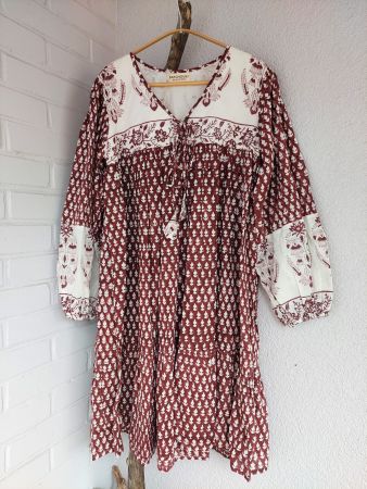 Mini Dress ~ Cacao hand block print