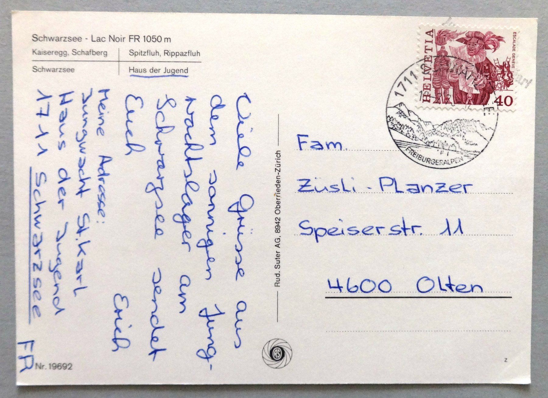 Cartes postales: Schwarzsee - Lac Noir FR 1050 m – D'occasion à Fétigny par Billy2miny 1