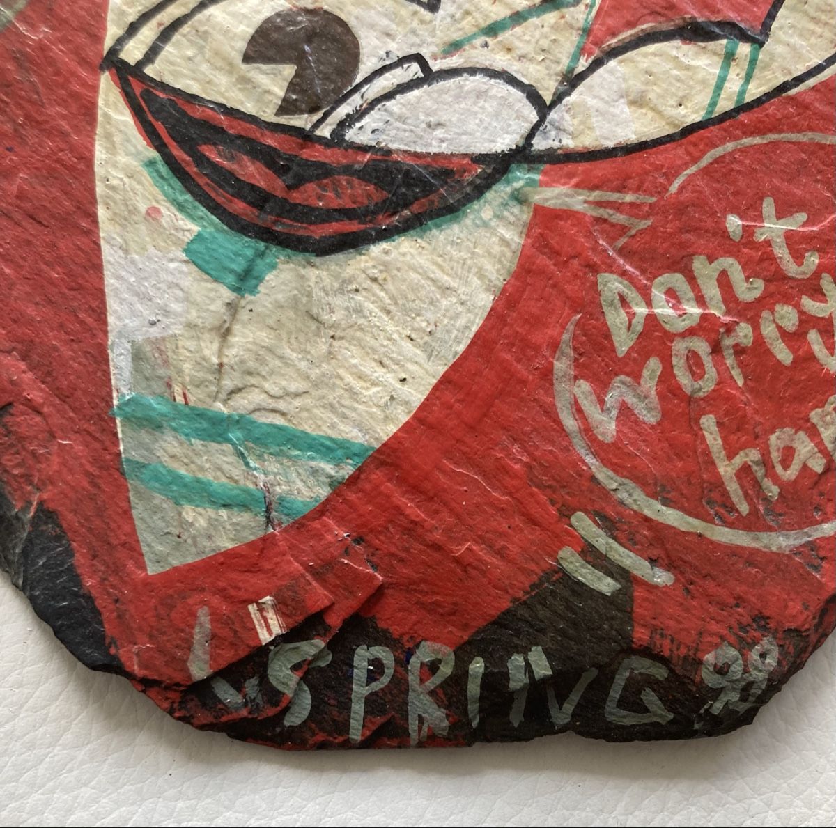 Dipinti: Lorenz Spring, Öl / Mix-media /Collage auf Schieferstein – Usato da Münsingen venduto da Rehtre 4