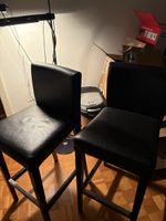 Barhocker 2er Set Kunstleder schwarz Holzgestell guter Zusta