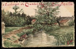 Handgemalt: Cherbourg, Person am Ufer ei