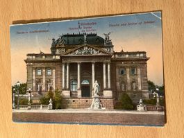 Alte Ansichtskarte Wiesbaden Theater Schillerdenkmal