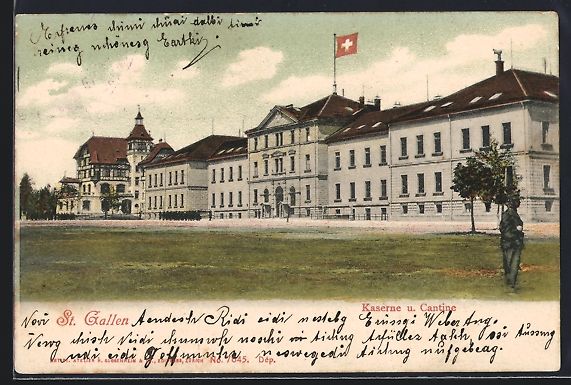 Cartes postales: St. Gallen, Kaserne und Cantine, 1904 – D'occasion à Berlin par bartko-reher