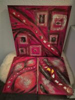 3-teiliges Acryl Leinwandbild Rot