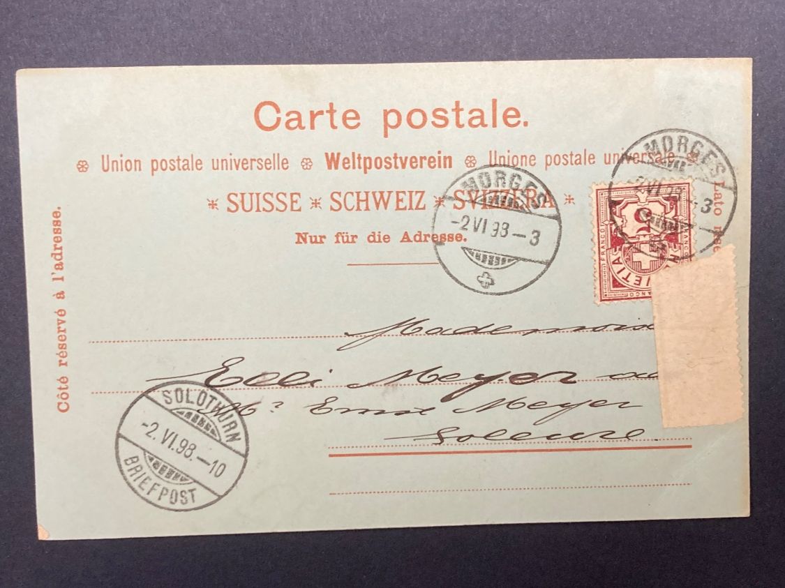 Cartoline postali: Souvenir de Morges  - Jahr 1898 – Usato da zürich venduto da papalapa 1