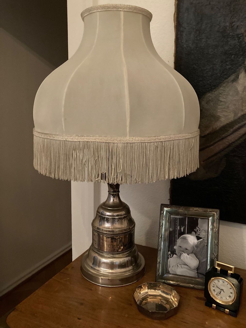 Lampade: WUNDERBARE EDLE TISCHLAMPE AUS ECHTSILBER, H ca. 65 cm – Usato da Zürich venduto da einefreude