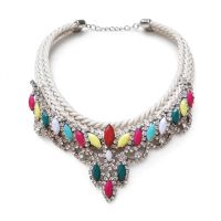 Statement Halskette bunt Collier Strass Kette Festival NEU