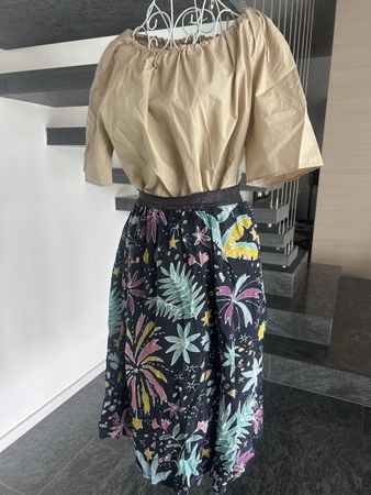 Jupe longue imprime floral des petits hauts taille élastique