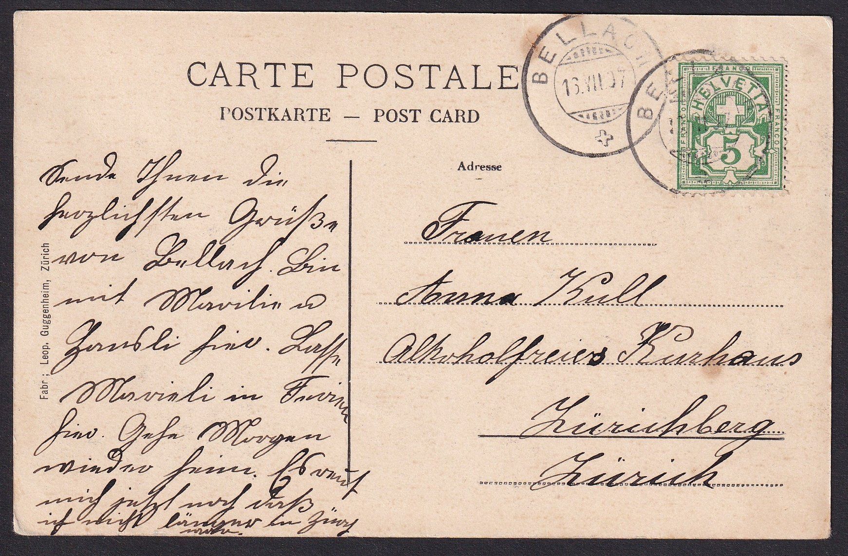 Ansichtskarten: Bellach 4 Bilder Postbureau Bahnlinie etc. Lithoähnlich – Gebraucht aus Olten von clotaldi 1