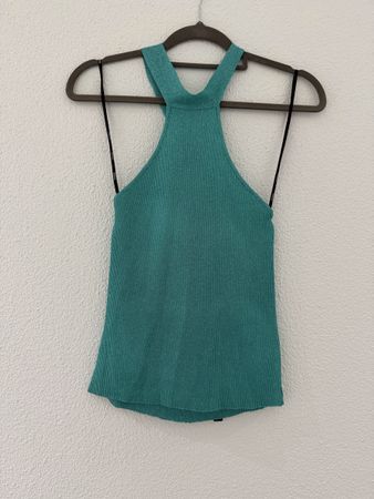 GUESS Damen Top Türkis Metallic – Gr. M 