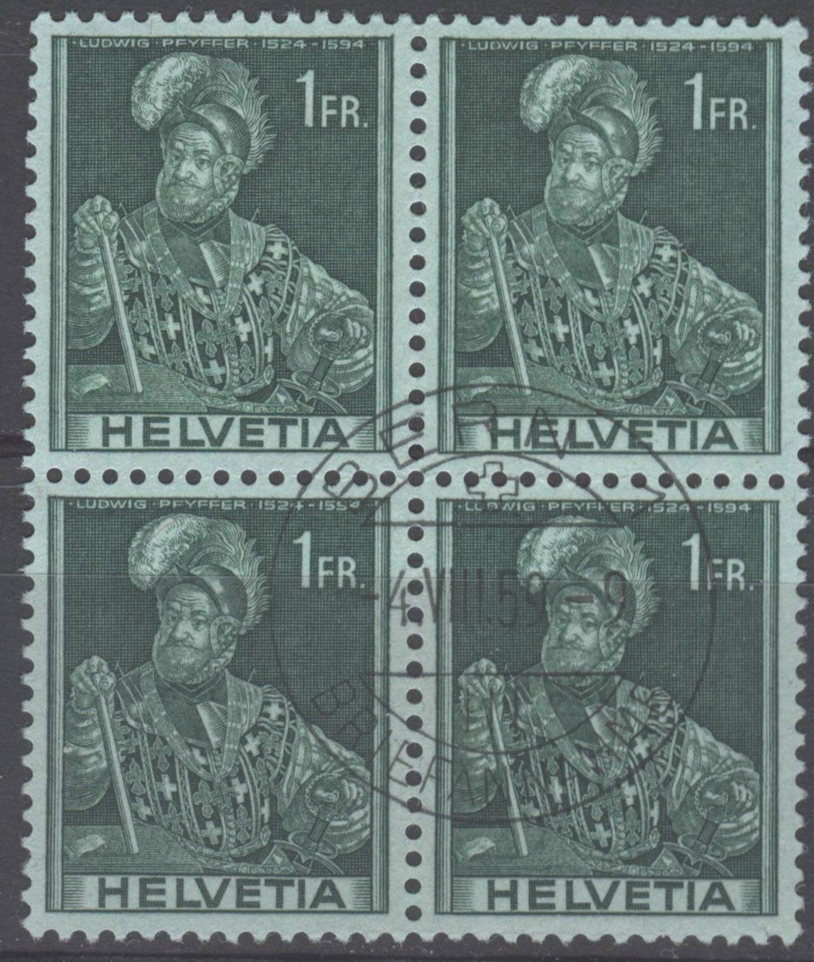 Alle Briefmarken: Viererblock 248 gestempelt – Gebraucht aus Uster von giorgiotr